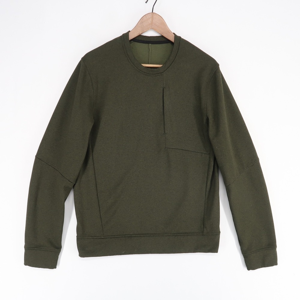 Lululemon City Sweat Sweatshirt Mens S Green Crewneck Zip‎ Pocket Thermo
